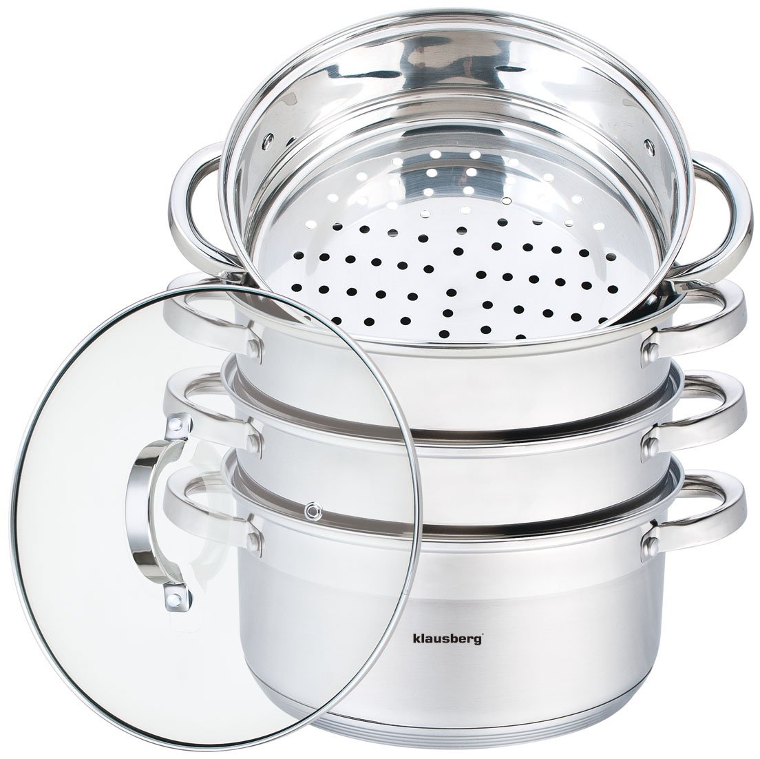 Klausberg Stainless Steel 5 Element Induction Steamer Set 2.5L / 3.1L / 4L / 5L (5 L)