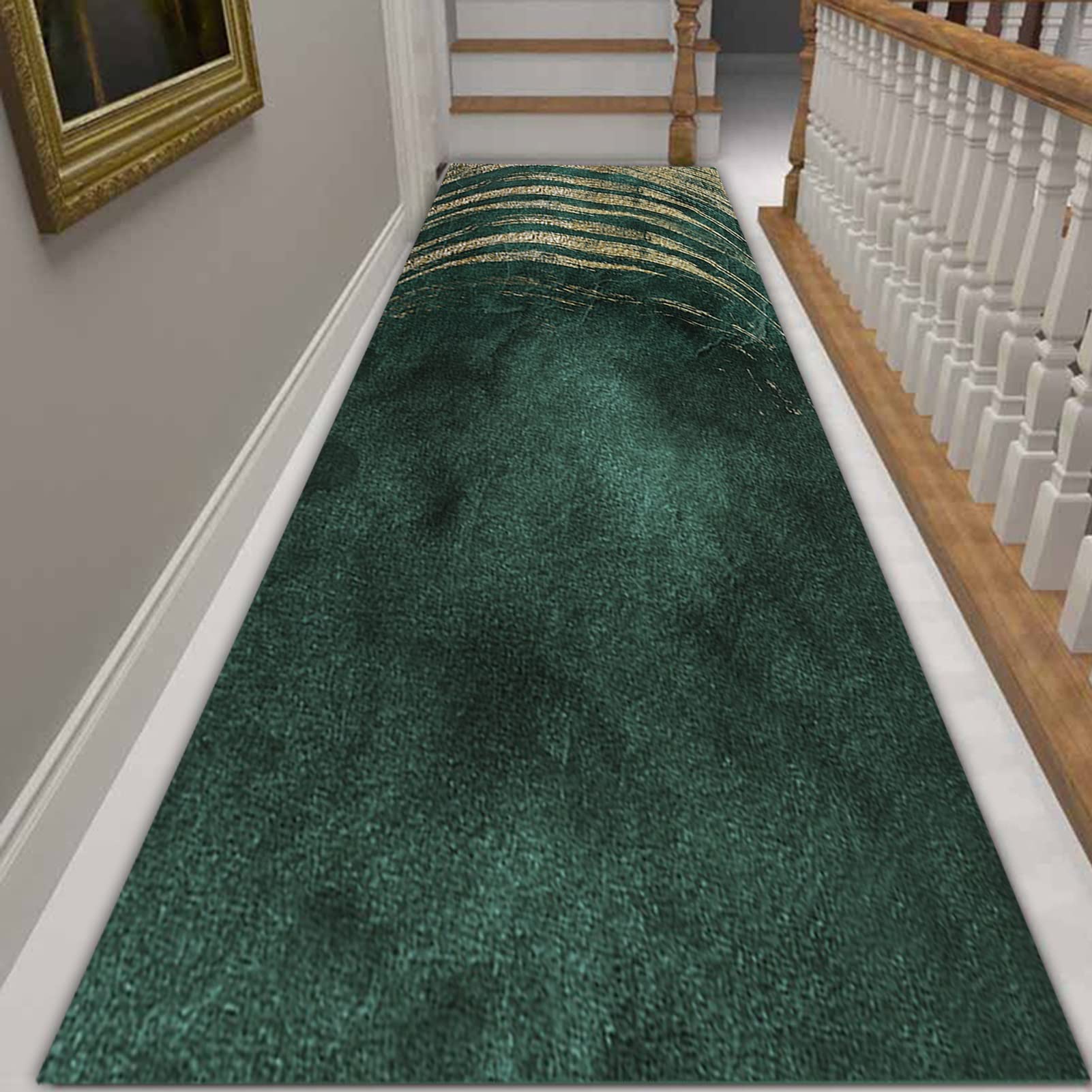 Moderni tappeti per corridori Verdi per Scale di corridoio, Tappeto Lungo corridori Domestici corridoio Stretto Tappeto Runner Lavabile Antiscivolo tappetini, Larghezza 60 cm 80cm 100 cm 120 cm