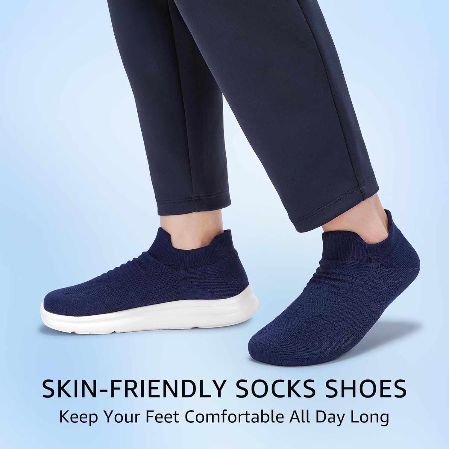 STQ Wide Toe Box Walking Shoes Women : Sock Orthopedic Slip On Shoe, Non-Slip Comfort Mesh Diabetic Sneakers for Plantar Fasciitis Relief, Bunions - Image 7