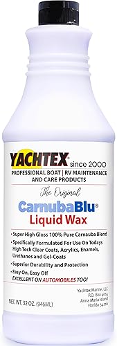 Carnuba Blu Wax - Revestimiento de carnauba líquida pura de 32 onzas para barcos, automóviles, caravanas, cuatrimotos, motocicletas, protección UV,