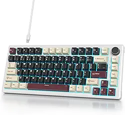 75% teclado para jogos com fio, suporte de junta de troca a quente, interruptor branco, teclado mecânico TKL de 82 teclas, NKRO cremoso para PC, laptop, Windows Gamer