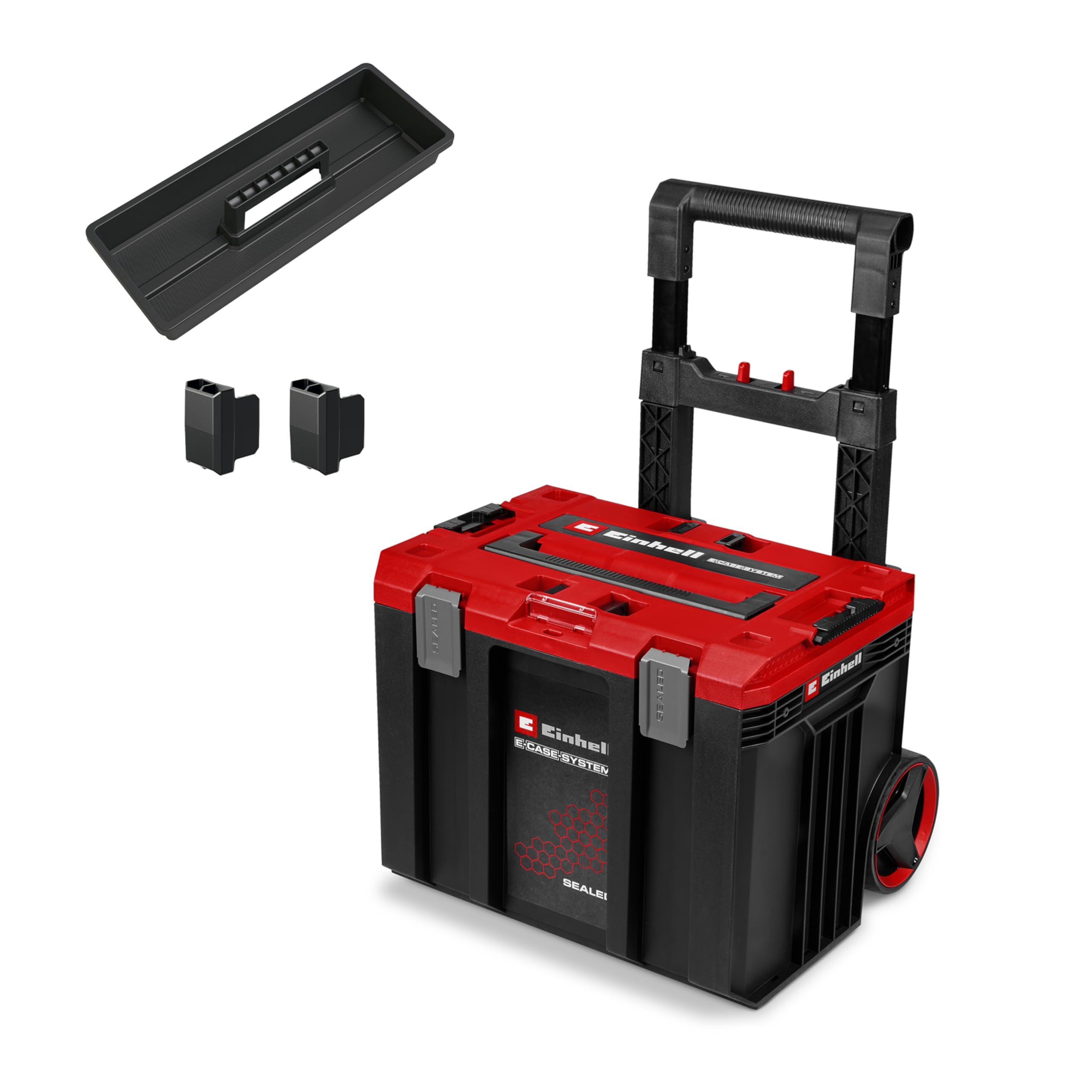 Original Einhell E-Case L SEALED (sistema E-Case, máx. 120 kg, a prueba de polvo + a prueba de chorros de agua, asa de trolley, compatible con E-Case Half Size, extensible, 44 x 40 x 36 cm)