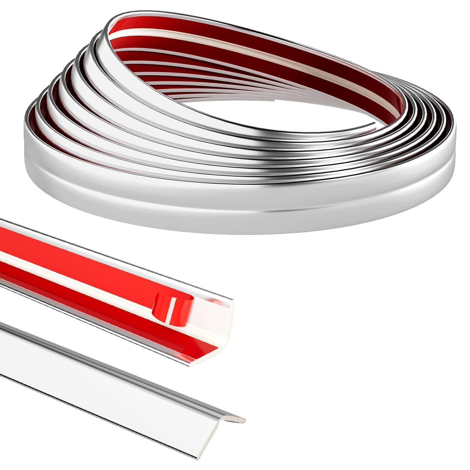 Bantie3M (10FT) Flexible Molding Trim, Ceiling Molding Peel and Stick, Self Adhesive Wall Edging Trim for Living Room, Bedroom, Kitchen, Bathroom(4cm/Silver)