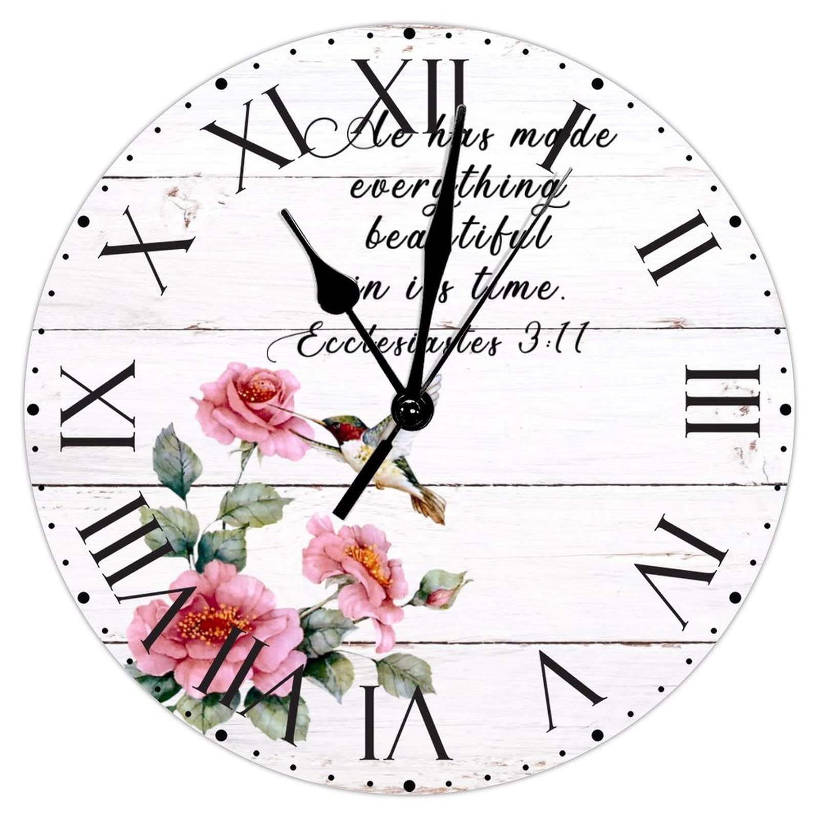 Horloge He Has Made Everything Beautiful | Pendule Fleur Rouge PVC