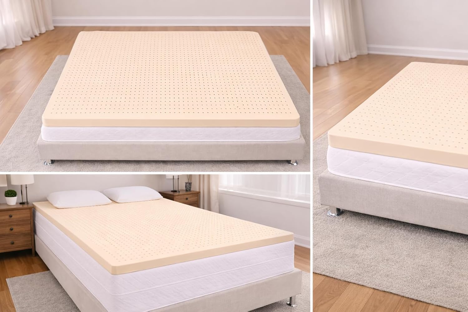 Premium GOLS Certified Natural Latex Mattress Topper, Soft and Breathable Bed Topper for Pressure Relief (Twin XL, 2" Topper Medium Firm)