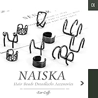 Vista 2 de NAISKA 24 piezas de joyería de pelo negro para trenzas con diamantes de imitación de cristal Loc Accesorios: aretes y clips de metal sin perforación
