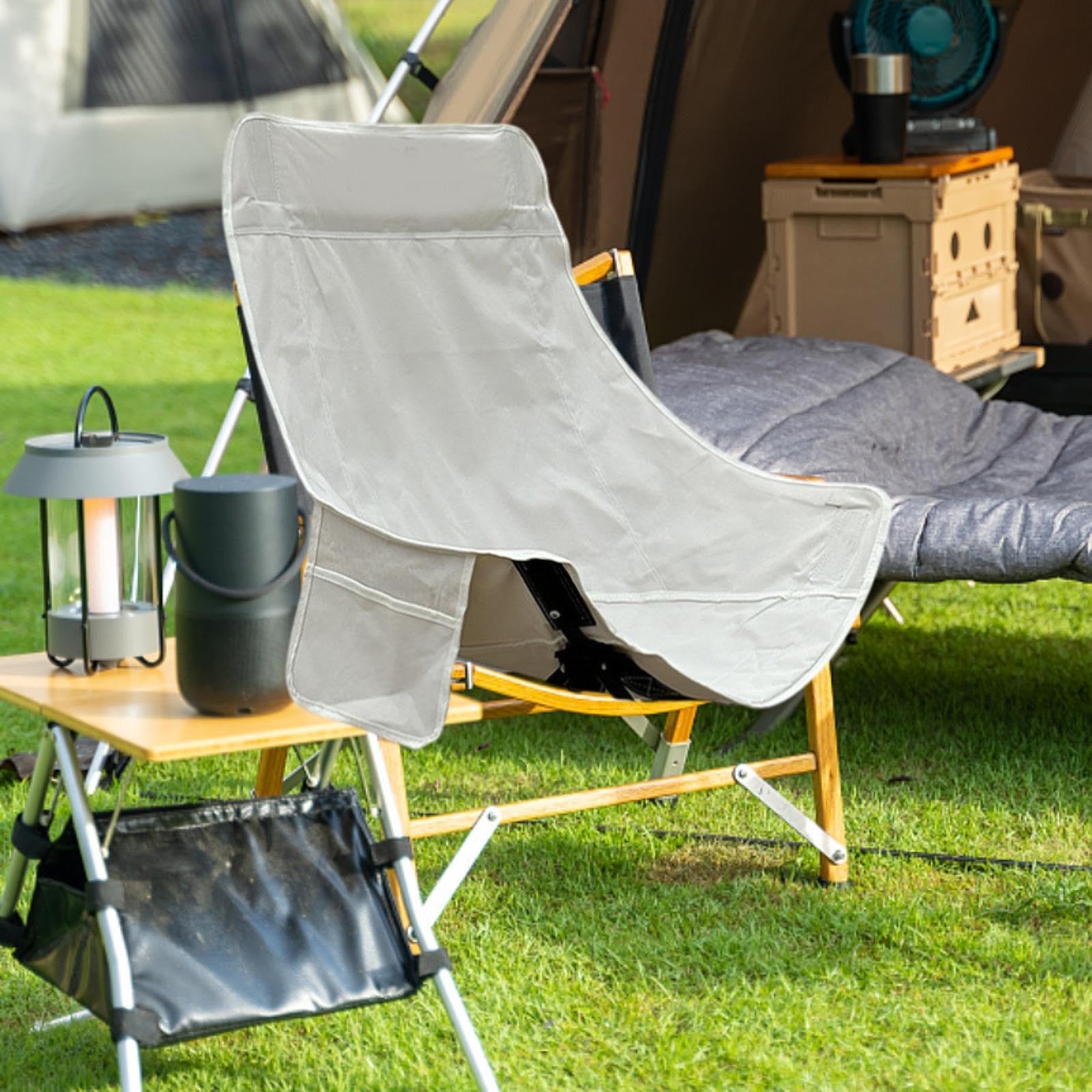 Funda de repuesto para silla de camping, Oxford, picnic largo, jardín, césped, terraza, exterior, respaldo alto, color blanco