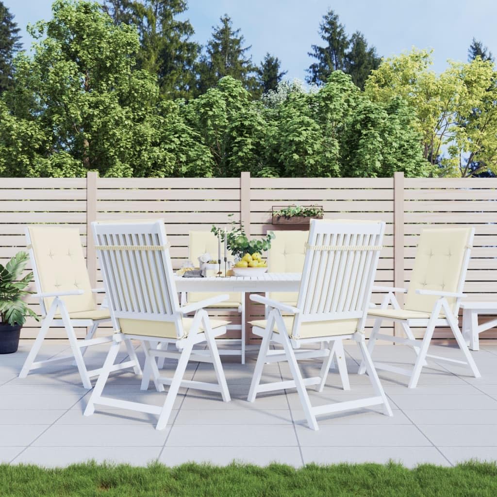 vidaXL 6x Cuscini per Sedie da Giardino Eleganti Morbidi Resistenti Arredi per Esterni Tessili Decorativi Crema 120x50x3 cm in Tessuto Oxford