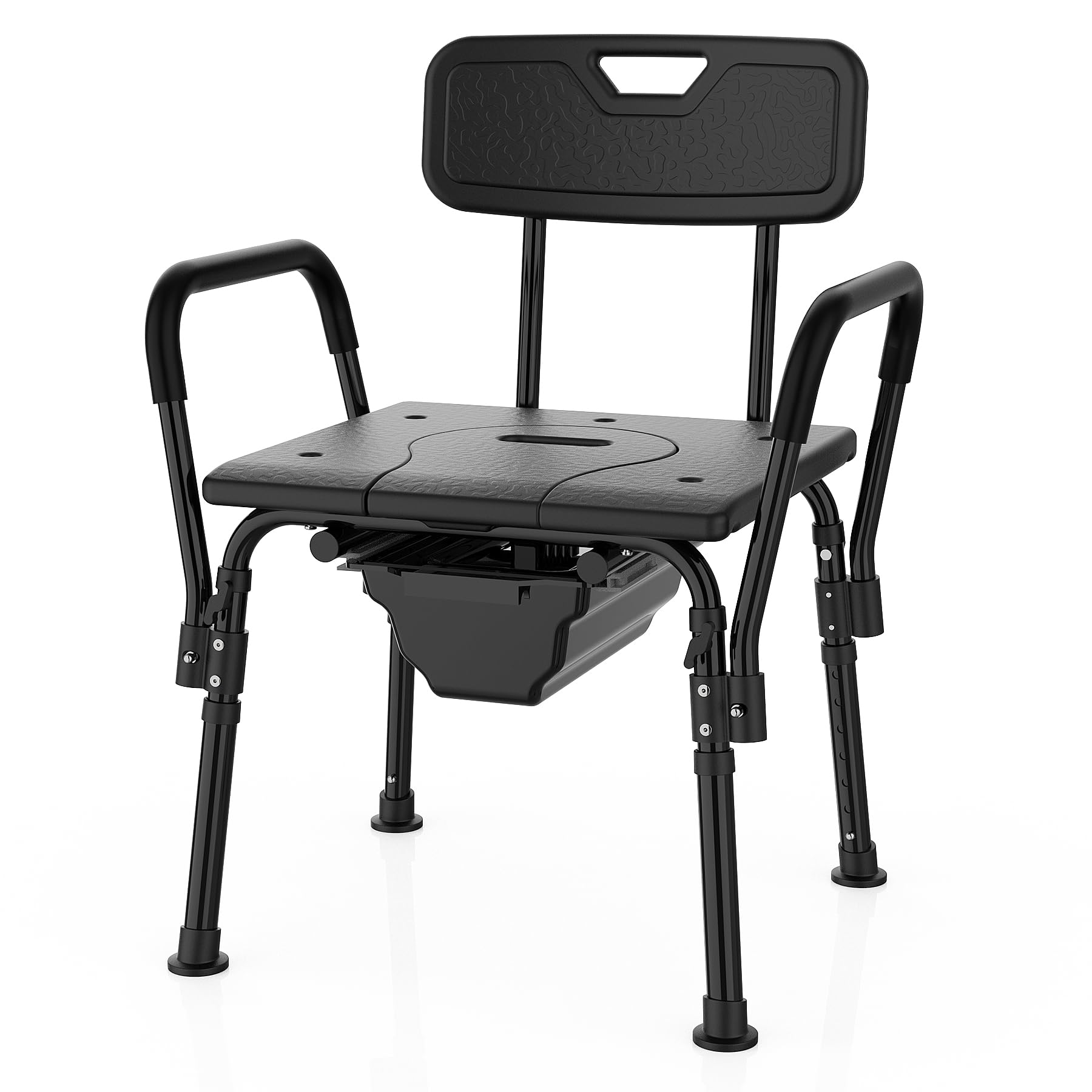 Folding Bedside Commode Chair - Portable Toilet for Seniors -9