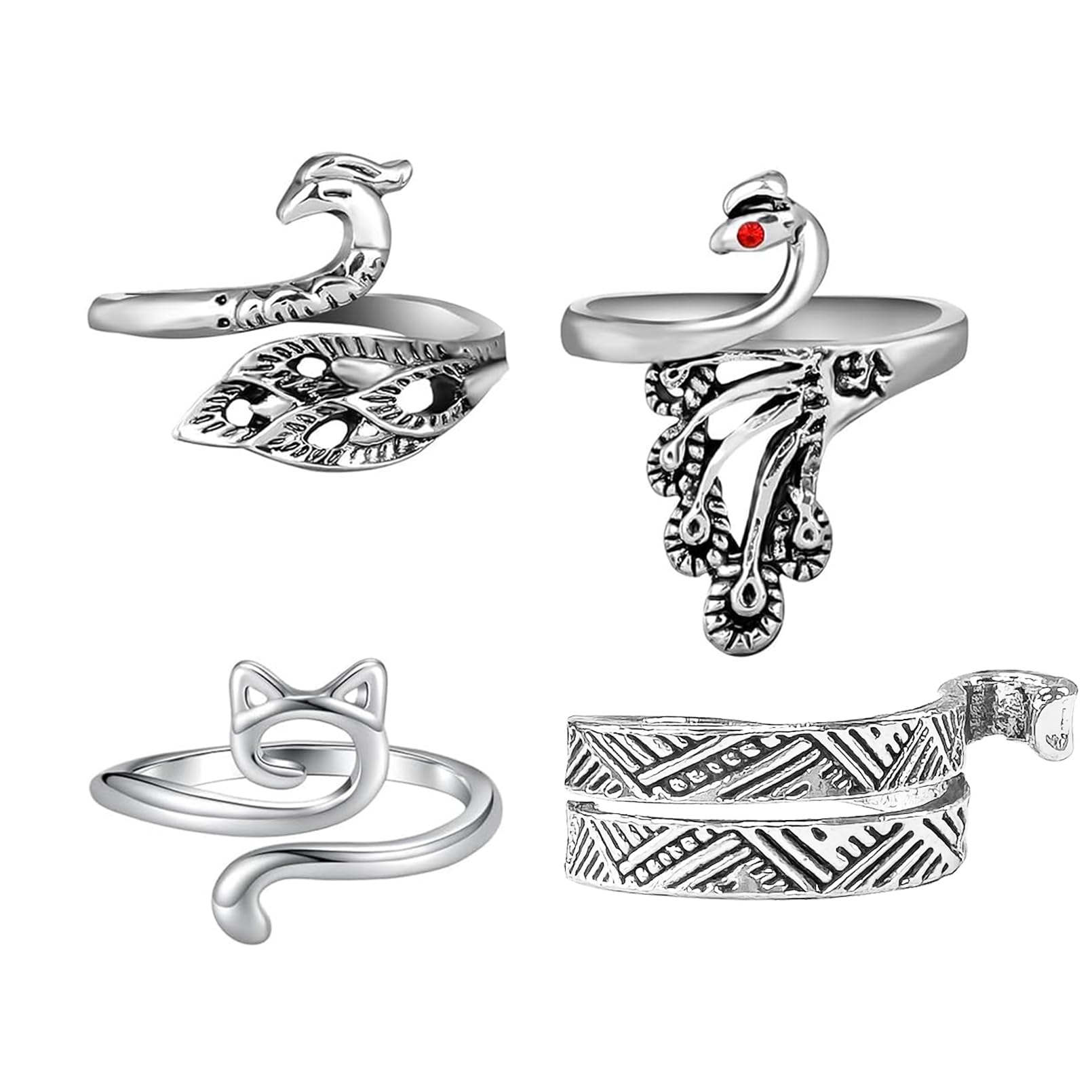 Egowry Adjustable Knitting Crochet Loop Ring 4 Pcs Crochet Ring for Finger Yarn Tension Rings Easy Crocheting Hand Knitting Supplies for Crochet Work for Women