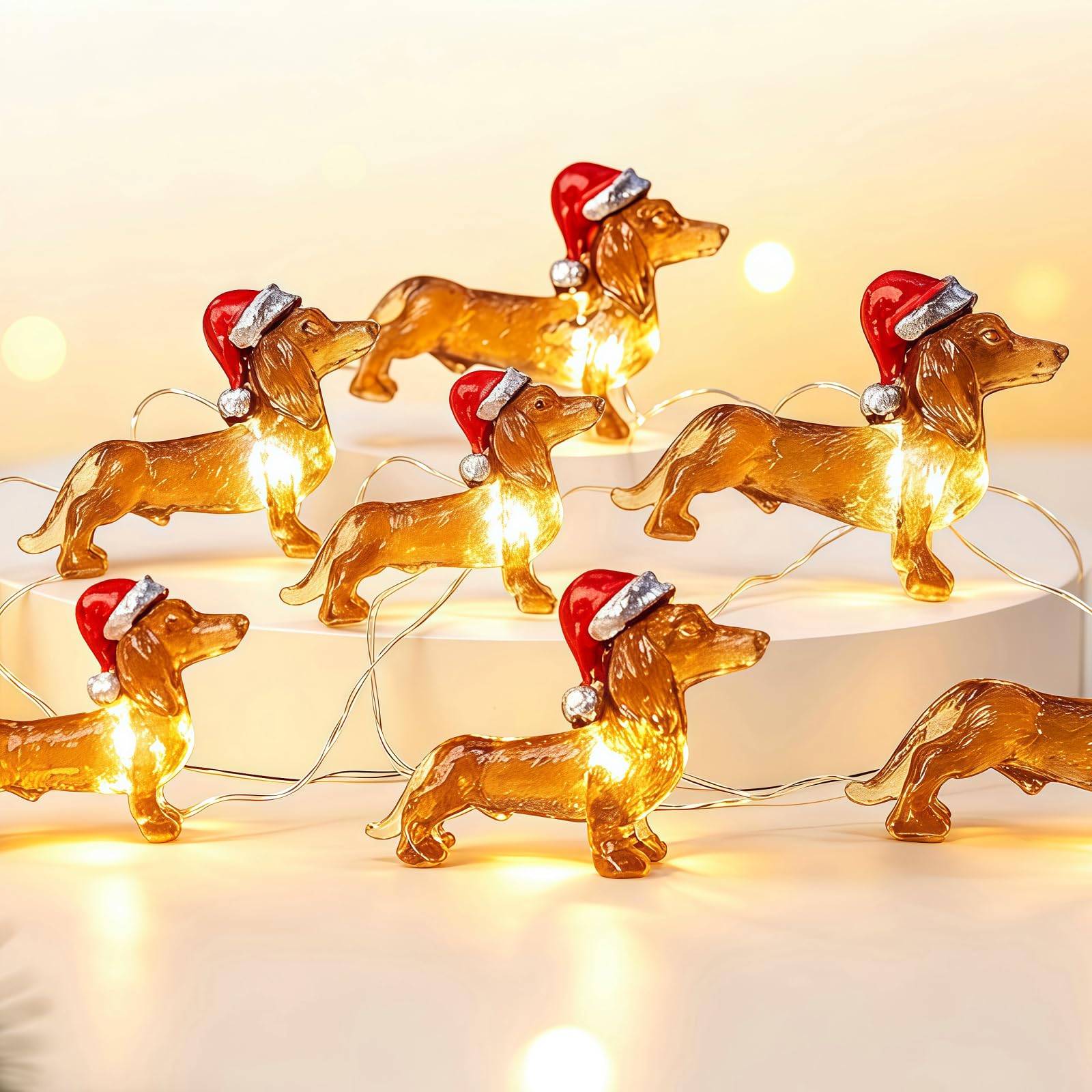JIANHY Dachshund Gifts, 30 Mini Sausage Dog String Lights with 3 Metre Wire