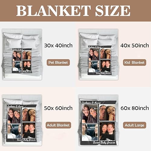 Miniatura 5 de Manta personalizada con imagen, manta personalizada con foto, manta de forro polar con texto personalizado para novia, novio, esposa, marido, pareja