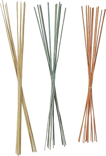 Miniatura 7 de Deco 79 Follaje natural sólido de madera, juego de 3 2 pulgadas de ancho, 57 pulgadas de alto, multicolor