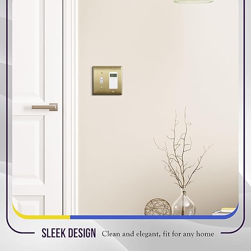 Miniatura 9 de ENERLITES - Placa de pared combinada de acero inoxidable para interruptor de palanca y decorativo, resistente a la corrosión, placa metálica de 2