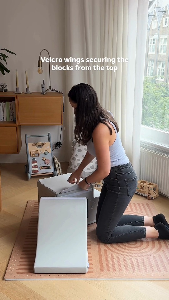 LORAIA Parcours Motricité Bébé – Blocs Escalade Montessori Mousse EPE – 2 Pièces – 105x35x35 Cm – 6 Mois à 3 Ans – Bleu