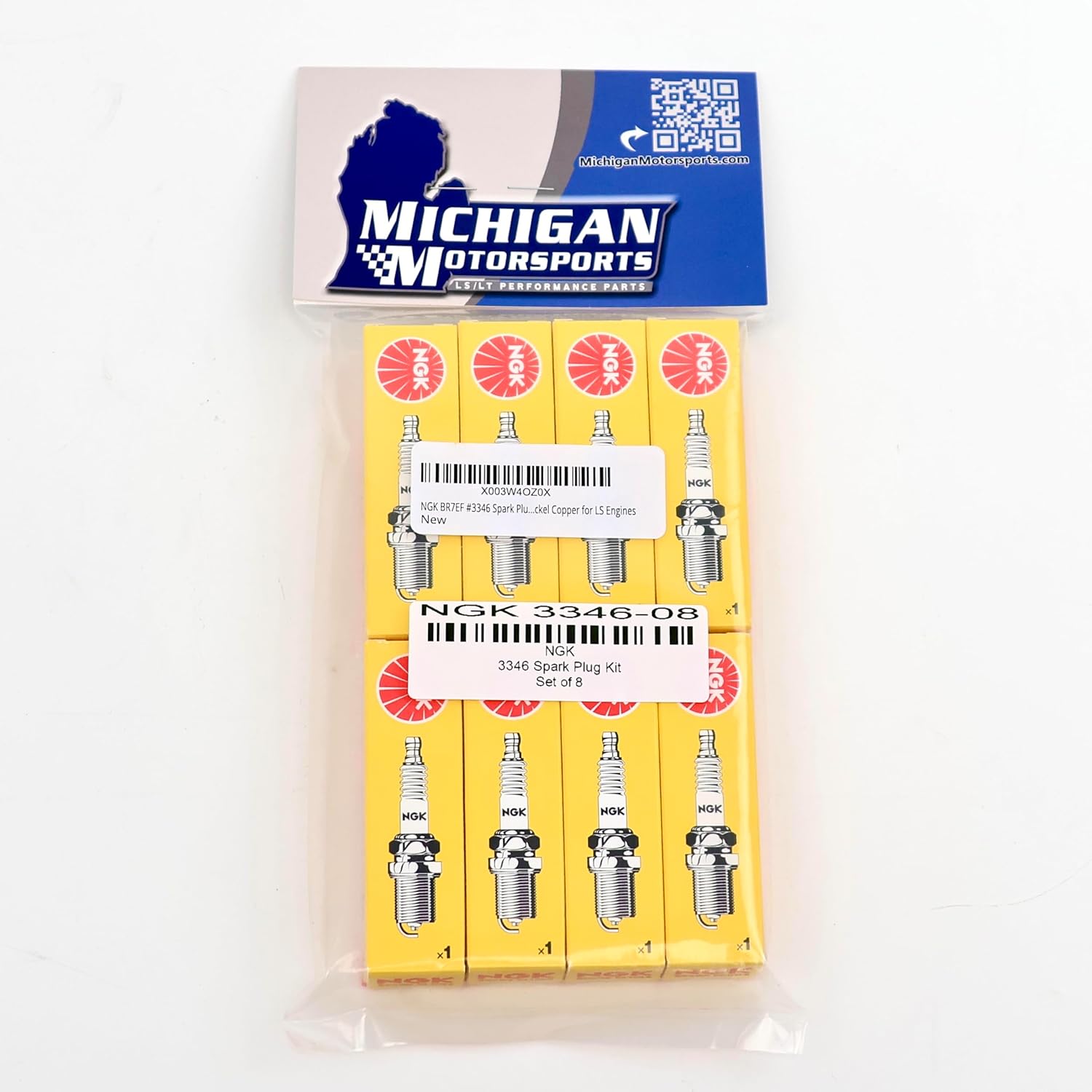 NGK BR7EF #3346 Spark Plugs - Set of 8 Nickel Copper for LS Engines
