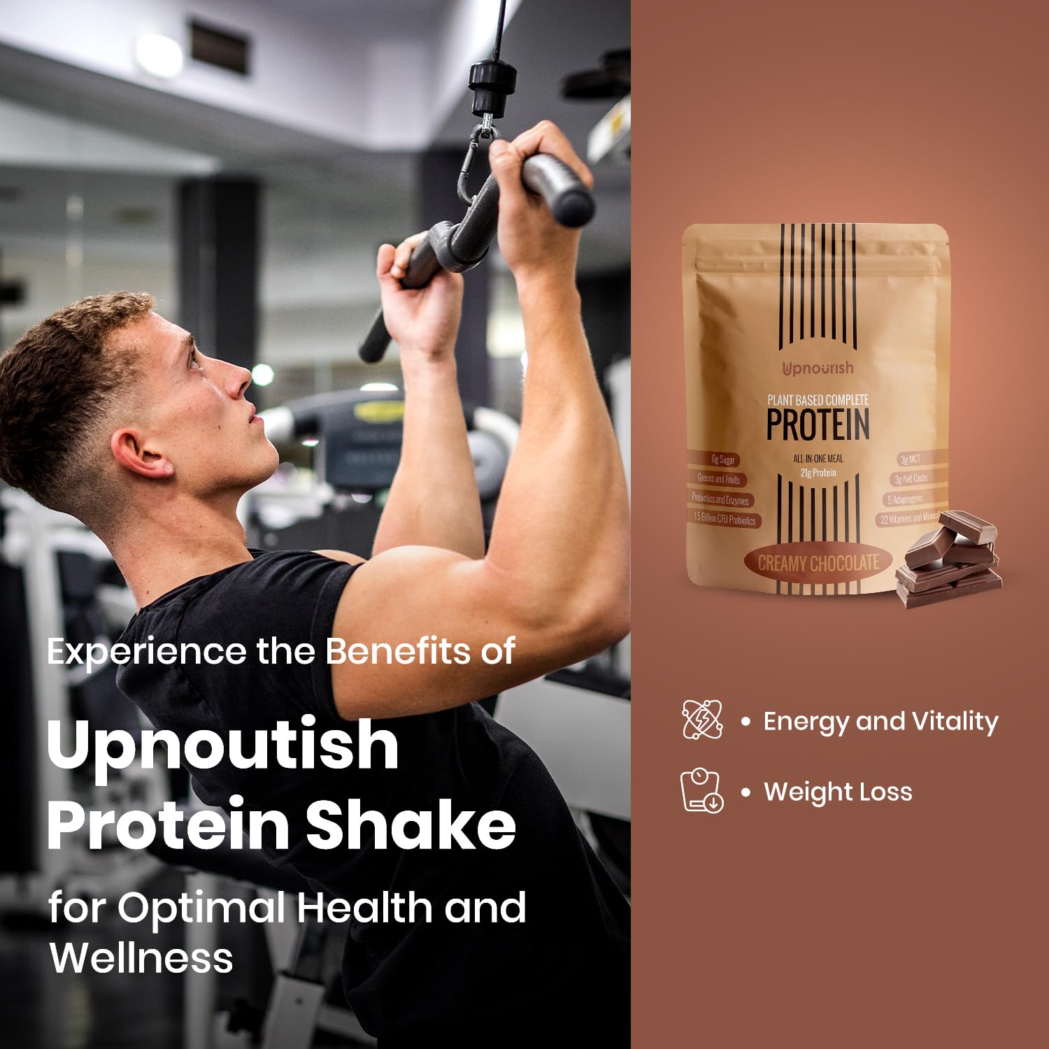 UpNourish Chocolate Vegan Protein Powder 54 Superfoods Powder,1.5 Billion CFU Probiotics 21g Plant Based Protein,No Sugar No Dairy No GMO Dairy Free,Meal Replacement Shake Keto-Friendly Low-Carb Diet,15 Servings — Amazon image 7