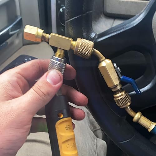 Miniatura 3 de Camiseta de acceso rápido de acoplador, adaptador en T de núcleo de válvulas de 14 pulgadas con conector giratorio, se adapta a colector de bomba de