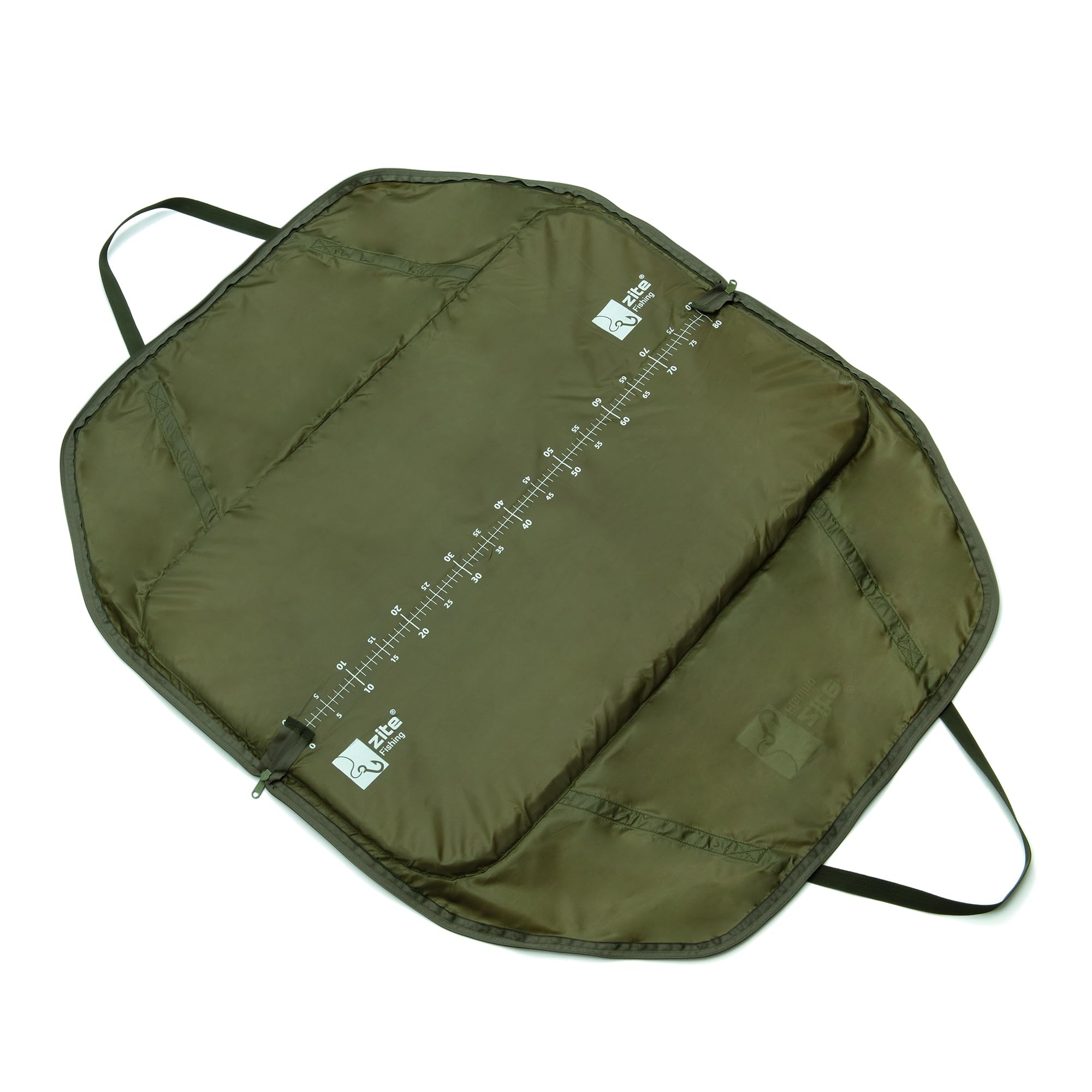 Zite Fishing Karpfen Abhakmatte Angeln mit Maßband & Wiegeschlinge in 1 - Tragegriffe & Reißverschluss – Weigh Sling Karpfenmatte 95x115cm – Wiegesack Karpfenangeln, Abhakmatte Karpfen