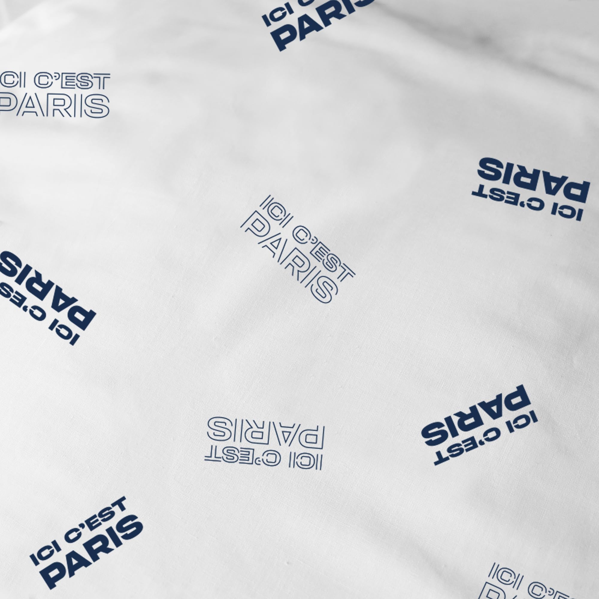 OMYDREAM PSG Devise Parure de lit | 100% Coton | Oeko-TEX | Housse de Couette 240x220cm + 2 Taies d'oreiller 63x63cm | Imprimé Garçon | Bleu