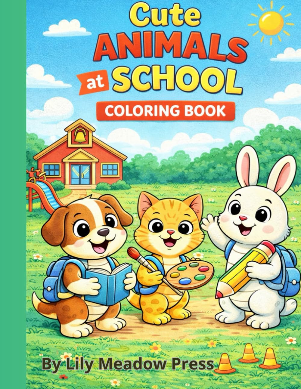 Cute animals at school coloring book: Fun & Easy School-Themed Coloring Pages with Adorable Animal Friends