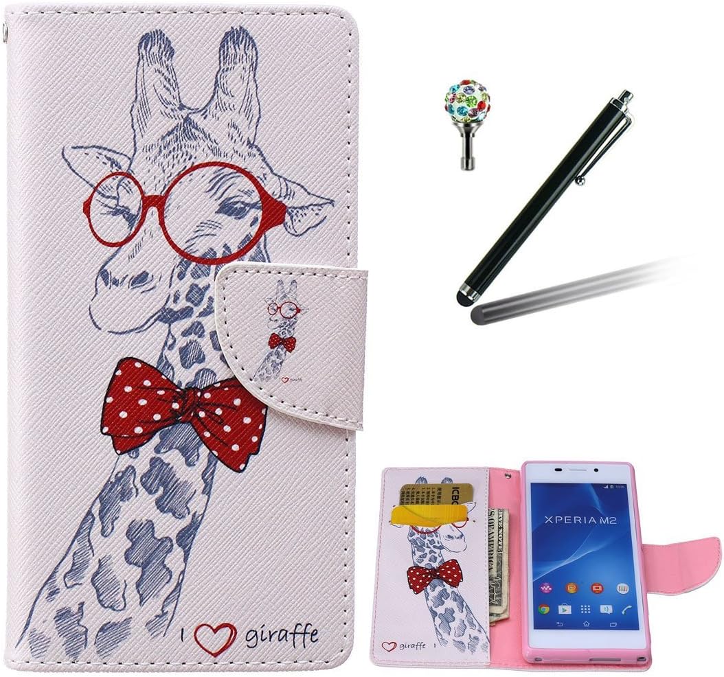 Sony Xperia M2 Case,Yaking (3 in 1 Set) PU Leather Stand Flip Cover Wallet Phone Case for Sony Xperia M2 mit 1 x Touchpen and 1 x Bling Glitter Dust Plug