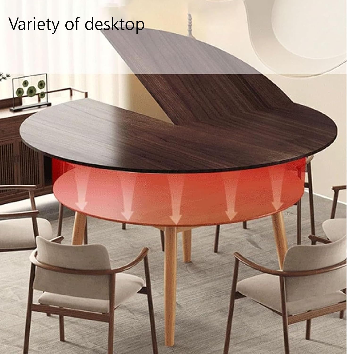 Wooden Large Round Foldable Tabletop, 4-Fold Foldable Round Table Top Extender, Temporary Replacement Tabletop, Kitchen Patio Banquet Party Dining Table(Gray,47.2in/120cm)