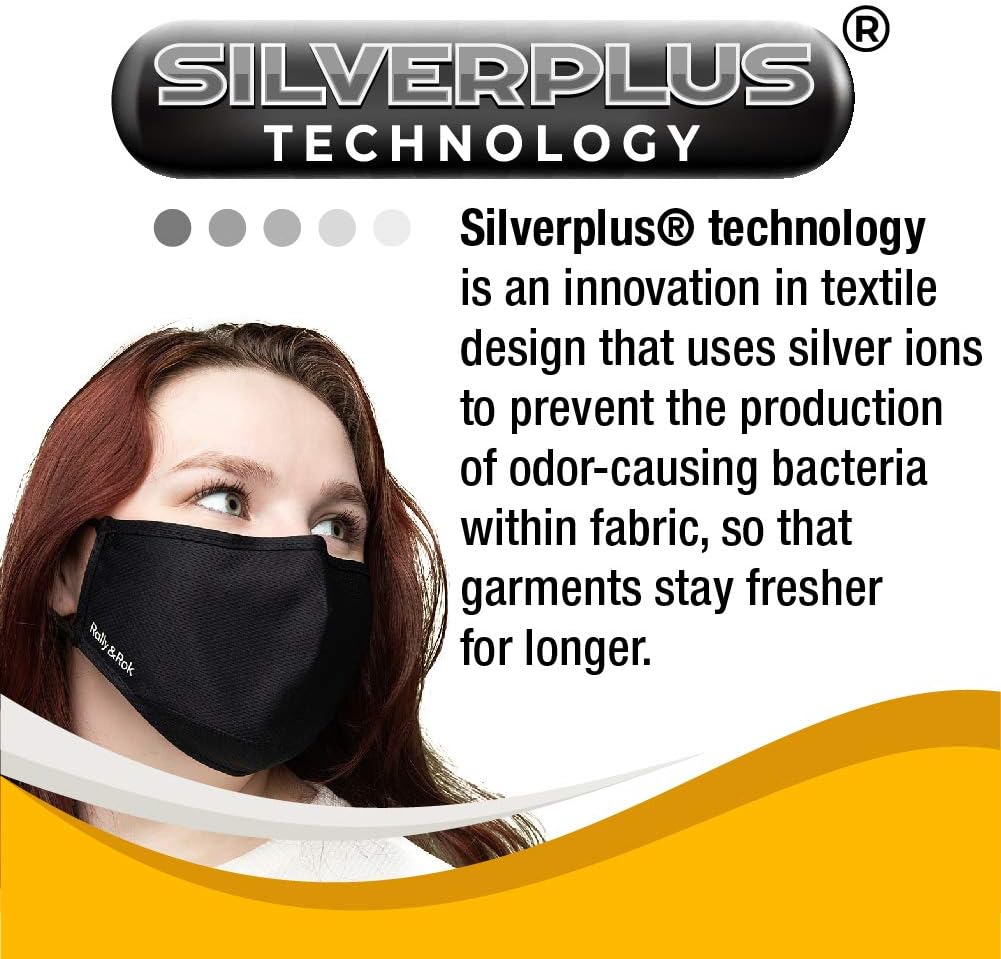 Rally & Rok Premium Washable Face Mask With Built-in Filter & SILVERPLUS Technology- Reusable, Breathable, Contoured Fit