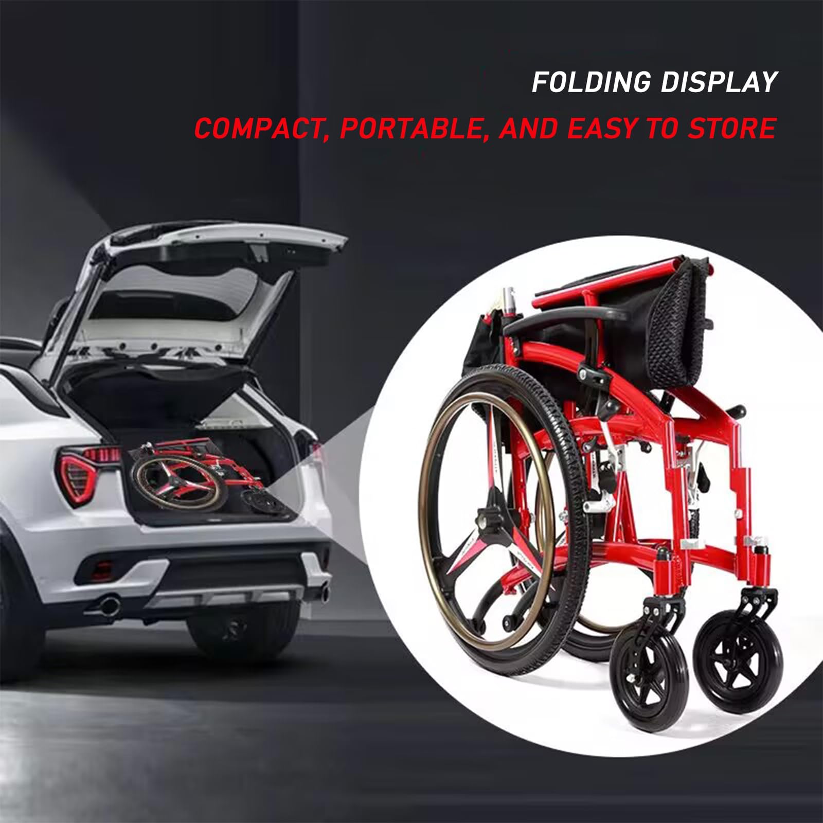 Silla De Ruedas Deportiva Todo Terreno,Silla de Ruedas Plegable Ultra-Ligera de Aluminio con Freno,sillas de Ruedas manuales autopropulsadas,diseño de Doble Freno