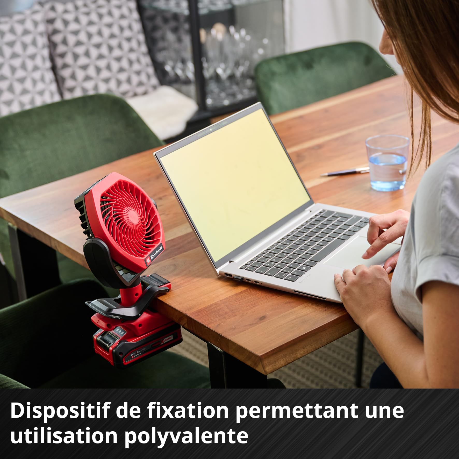 Einhell Ventilateur sans fil GC-CF 18/110 Li-Solo Power X-Change (18 V, moteur sans charbon, 3 niveaux de vitesse, réglable en continu, possibilités de fixation multiples, vendu sans batterie)