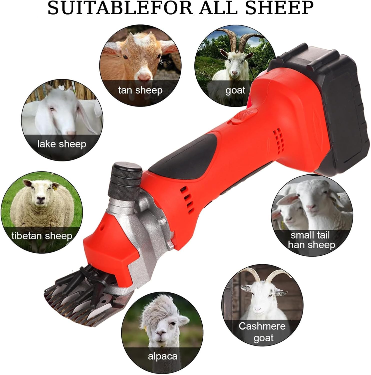 Tosatrici per pecore senza fili da 21 V con 2 batterie ricaricabili, tosatrice elettrica ad alta/bassa velocità per alpaca, capre, bovini e bestiame da allevamento.