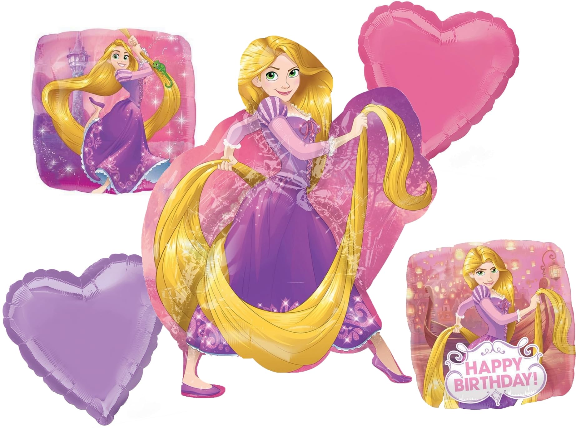 Anagram Princess Rapunzel Birthday Party Supplies 6pc Balloon Bouquet Decorations