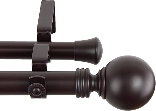 Miniatura 2 de Rod Desyne 100-01-286-D Inc Desyne - Barra de cortina doble de globo de 1 pulgada, 28-48 pulgadas, caoba