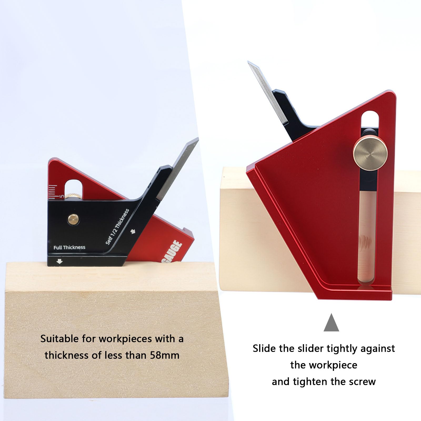 Strumento di calibrazione per la lavorazione del legno, righello di centraggio, calibro di altezza 0-58 mm per progetti di falegnameria e accessori per utensili elettrici