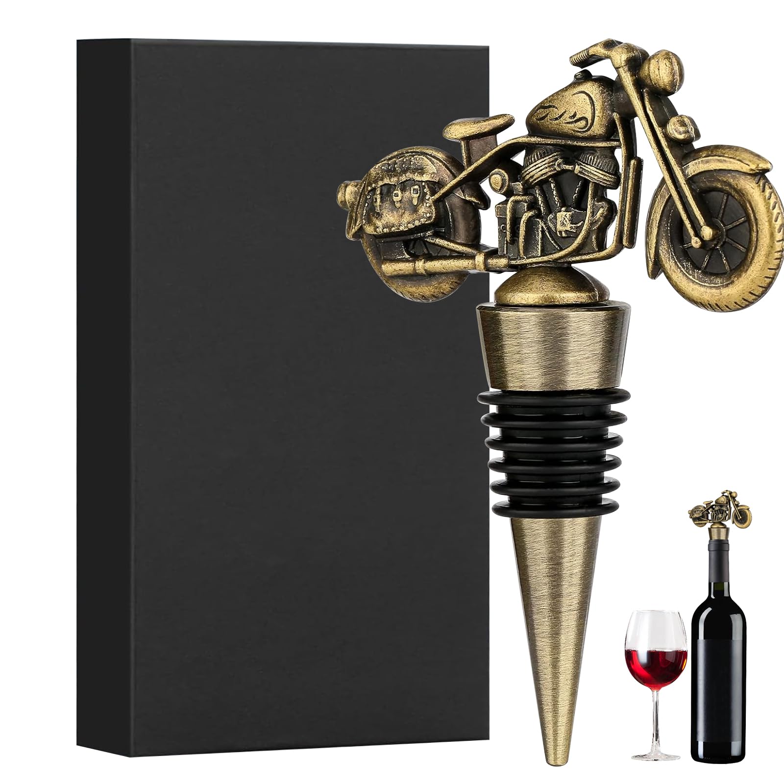 Tappo Per Vino A Forma Di Moto – Oro, In Lega Di Zinco E Silicone, Regalo Per Motociclisti