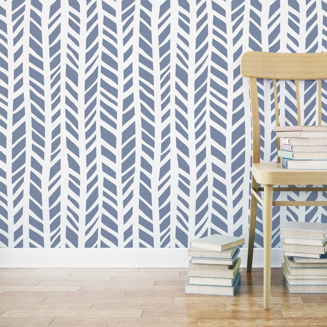 Herringbone Pattern Allover Zoe Stencil - Reusable Wall Stencil for DIY Decor