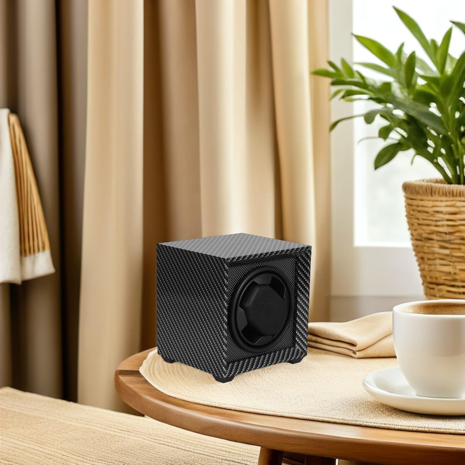 Avvolgitore Automatico per Orologi Meccanici in Legno Mdf Rotazione Silenziosa, Alimentazione USB e Doppia Velocità, per Scrivania e Ufficio