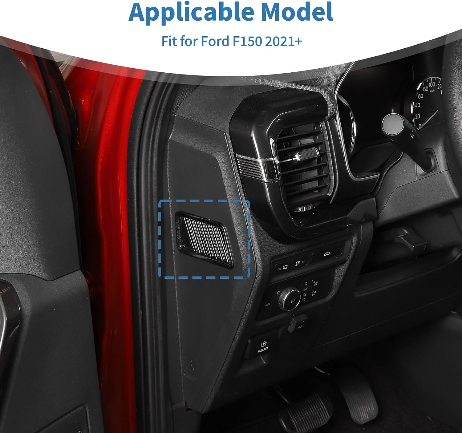 for F150 Dashboard Side Vent Covers Trim Fit for Ford F150 2021+ Black Wood Grain Interior Accessories 2pcs