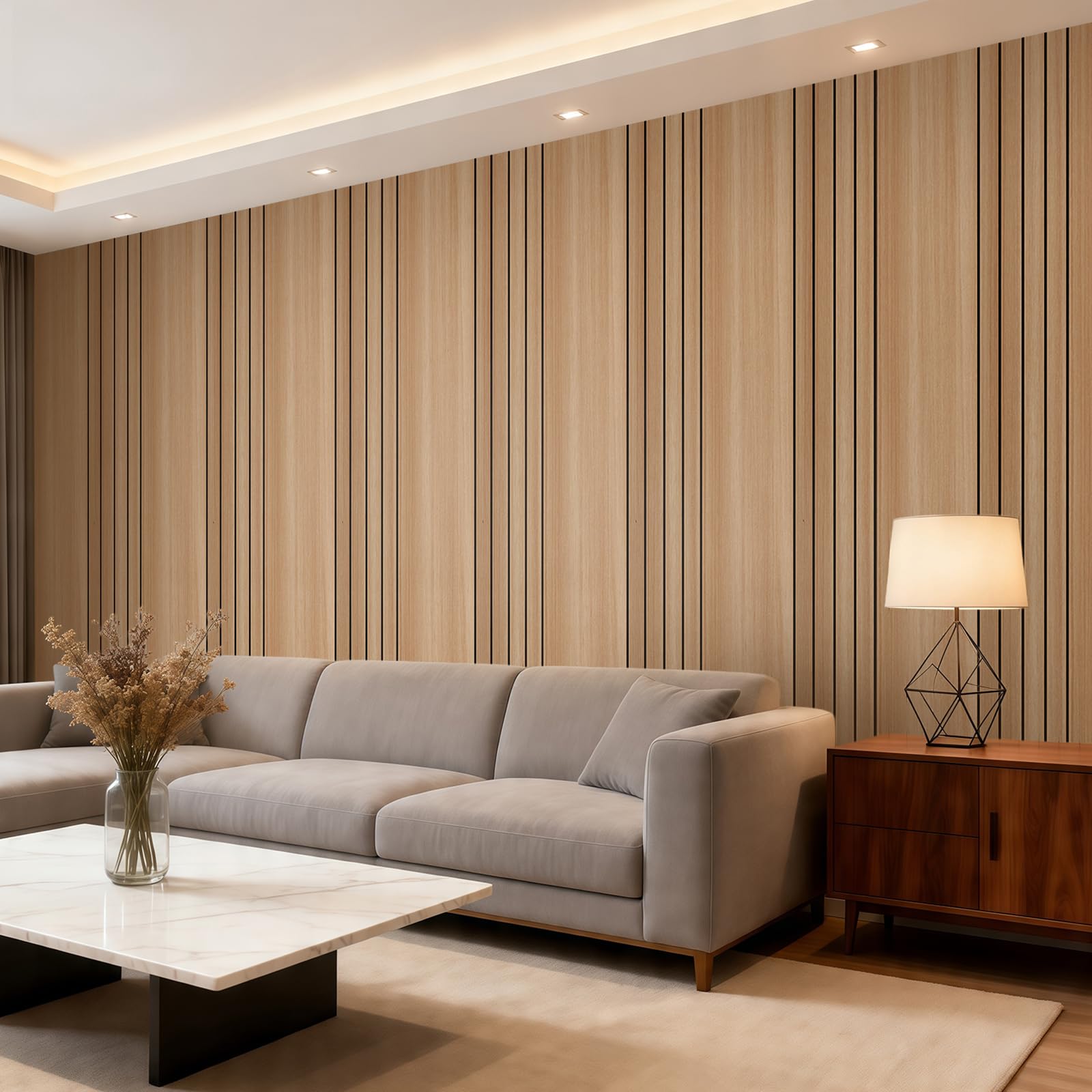 Trafagala 3mm Thick Wood Panel Wallpaper Peel and Stick 3D Faux Wood Slat, Diy-friendly Slat Brown, 40cm x 300cm - Image 3