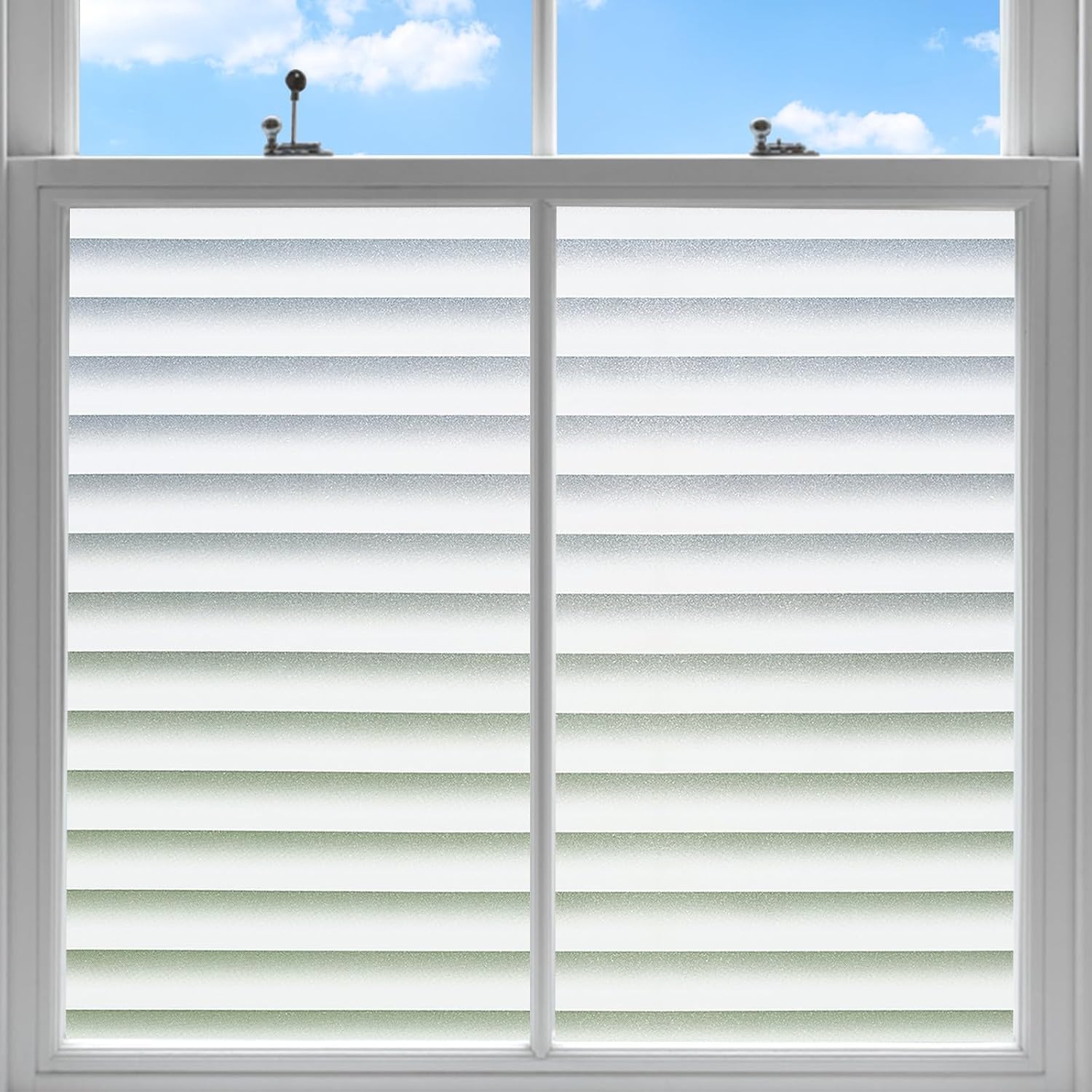 Lifetree Fensterfolie Streifen Blickdicht Sichtschutzfolie: Selbstklebend Fenster mit Statischer Haftung ohne Klebstoff Milchglasfolie Folie Anti-UV Für Zuhause Büro Statisch Folie 44.5x200cm