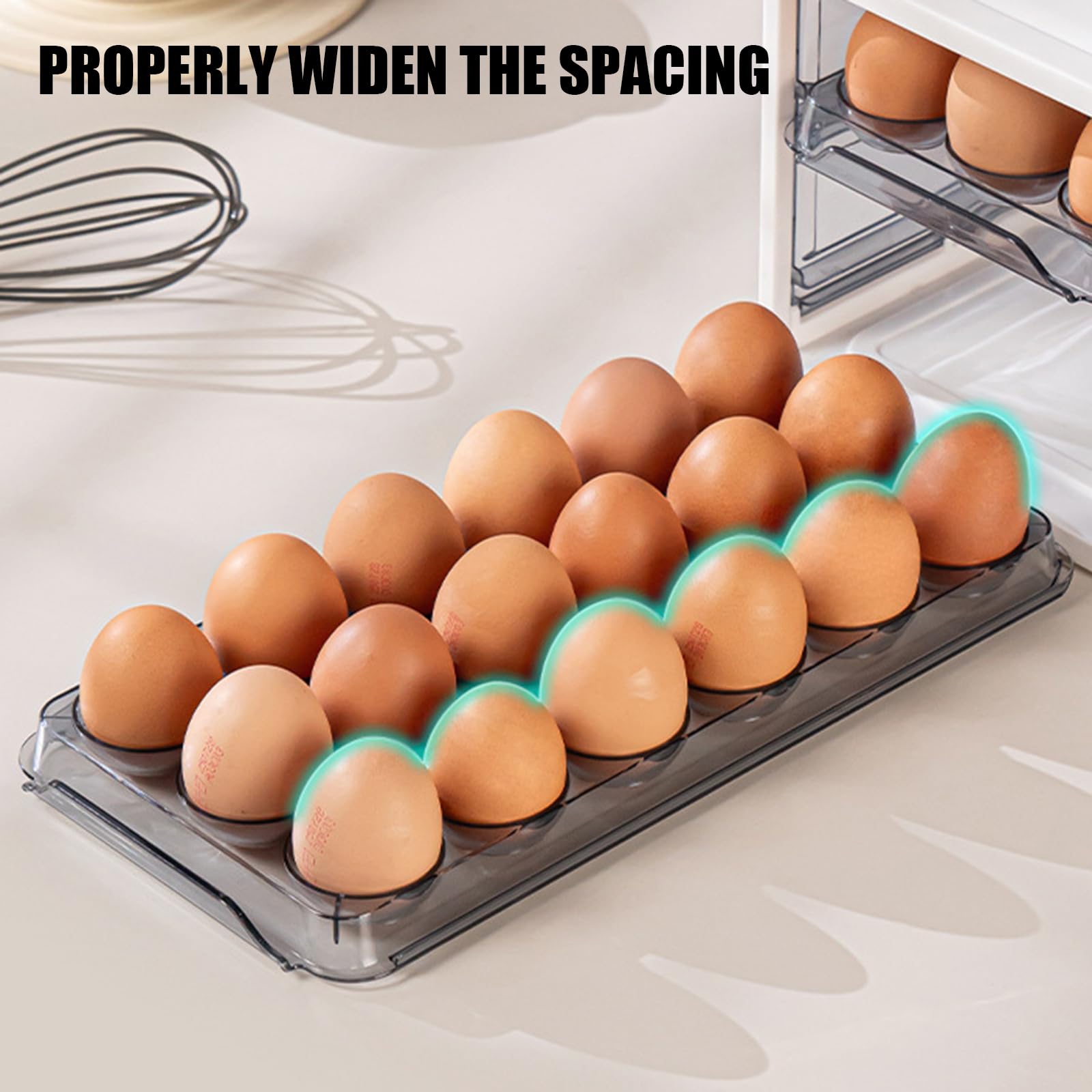 Contenedor de huevos con asa de tapa para organización de refrigerador, soporte plegable para huevos para despensas de cocina, organizadores de almacenamiento