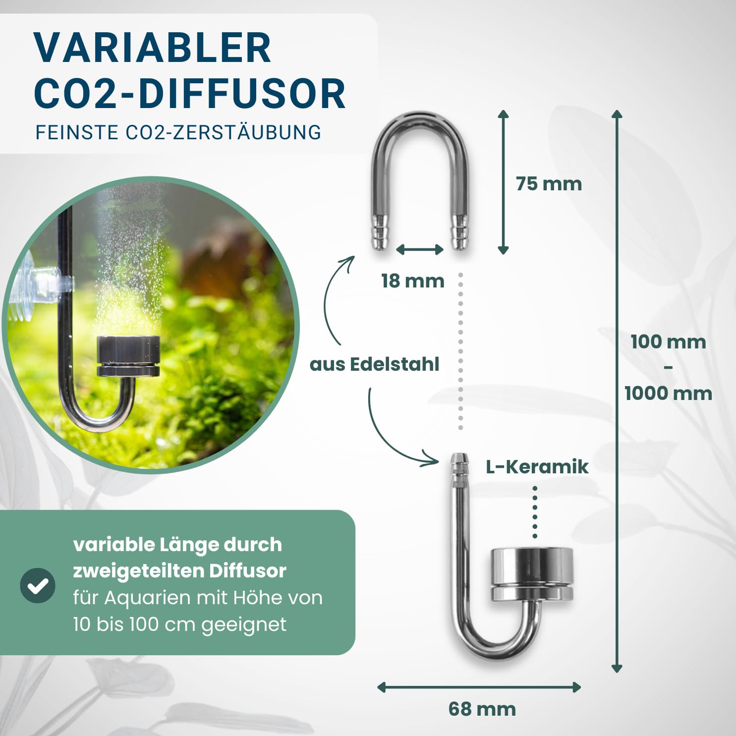 Q-Grow CO2 System Aquarium kompletny zestaw – prosty i uniwersalny – zawiera dyfuzor ze stali nierdzewnej, test ciągły, regulator ciśnienia, butelka CO2 425 g, do 500 l