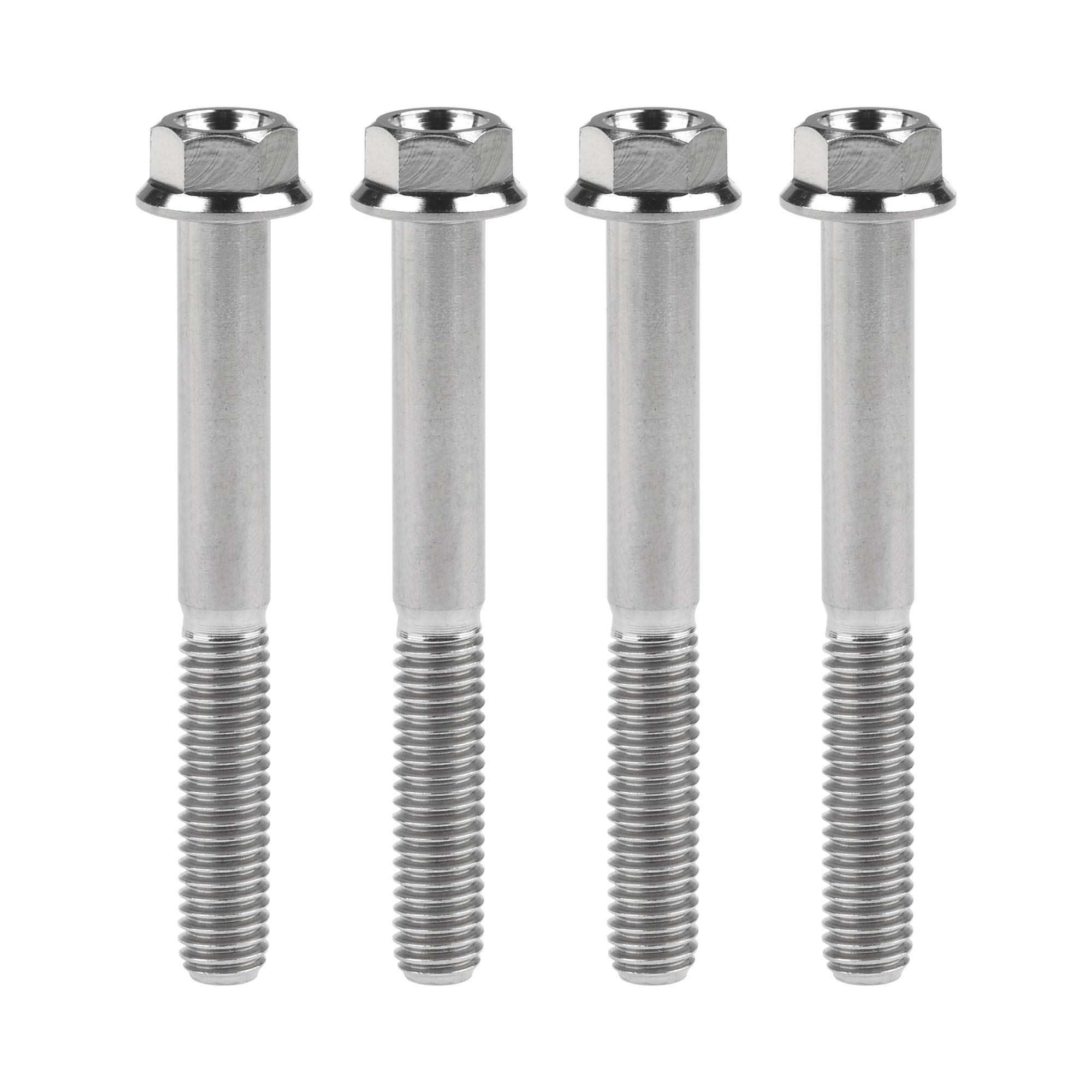Wanyifa Titanium Ti Flange M6 10 15 20 25 30 35 40 45 50 55 60 65 70 75 80 90 100mm Bolt Screw for Motorcycle Modified Pack fo 4 (M6x50mm, Normal