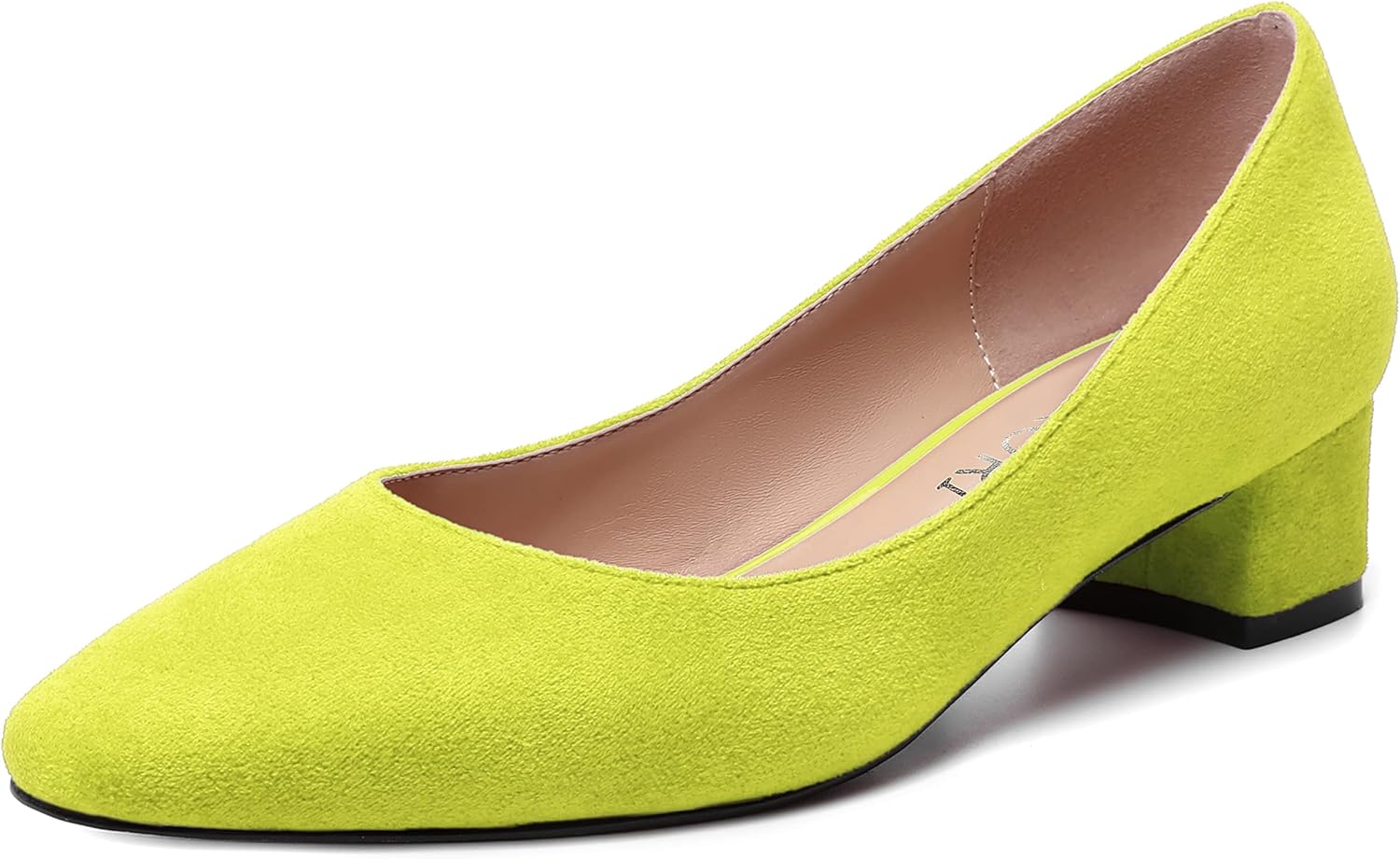 MERRORI Womens Square Toe Suede Casual Slip On Office Chunky Low Heel Pumps Shoes 1.5 Inch