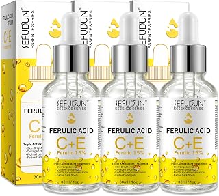 P-Beauty High Efficiency Serum for Face with 20% Vitamin C 5% Vitamin E & 15% Ferulic Acid - Facial Serum for Skin Protection, Wrinkle Reduction, Luminous & Anti-Pigment - Main Care Serum (3 x 30 ml)
