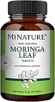 Vista 1 de Tabletas de hoja de moringa - 90 comprimidos, 1000 mg by mi Nature Moringa 100% natural Antioxidante Polvo de hoja de moringa Vitamina C