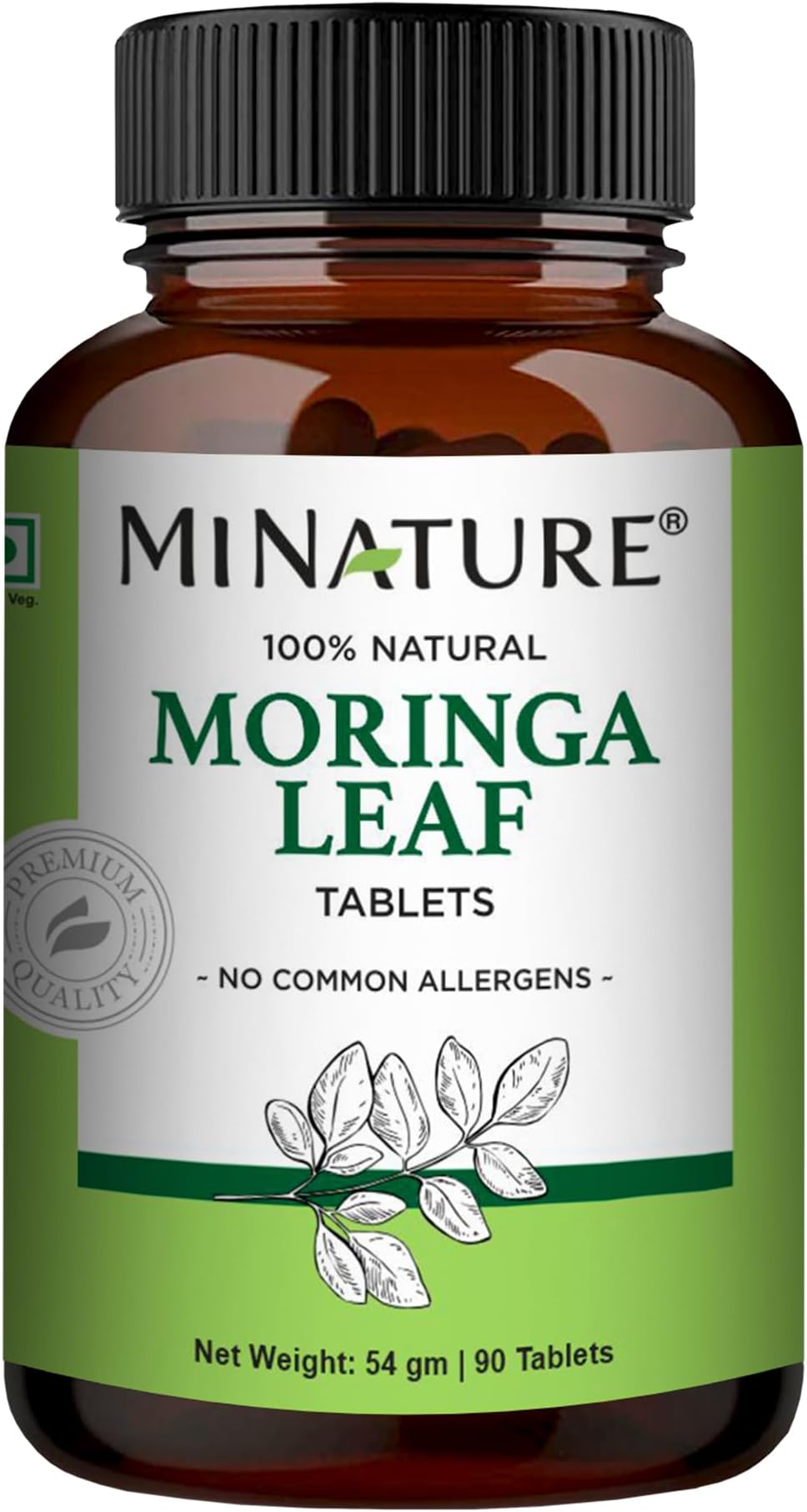 Moringa Leaf Tablets - 90 Tablets, 1000 mg| by mi Nature | 100% Natural Moringa| Antioxidant| Moringa Leaf Powder | Vitamin C |Vegan | from India