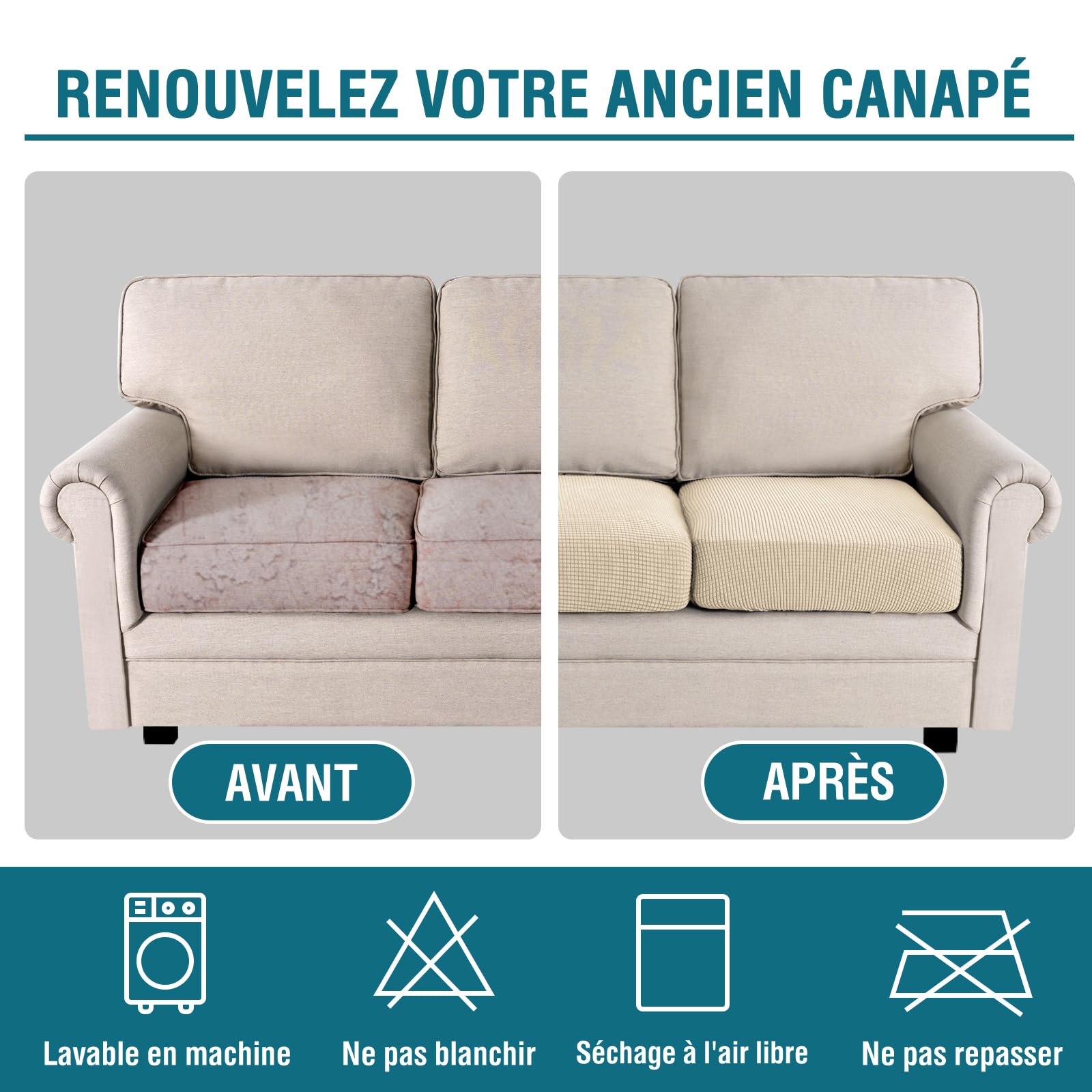 BellaHills Housse De Canapé 100% Imperméable 1 Place, Housse Canapé,Protection Canape Chien Chaton Griffures,Gris