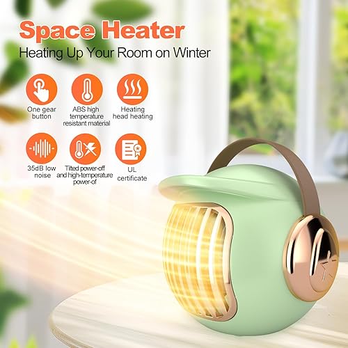 Miniatura 2 de Calentador de espacio, calentador portátil para escritorio de oficina, mini calentador de tienda de campaña de 400 W para campamento (uso en