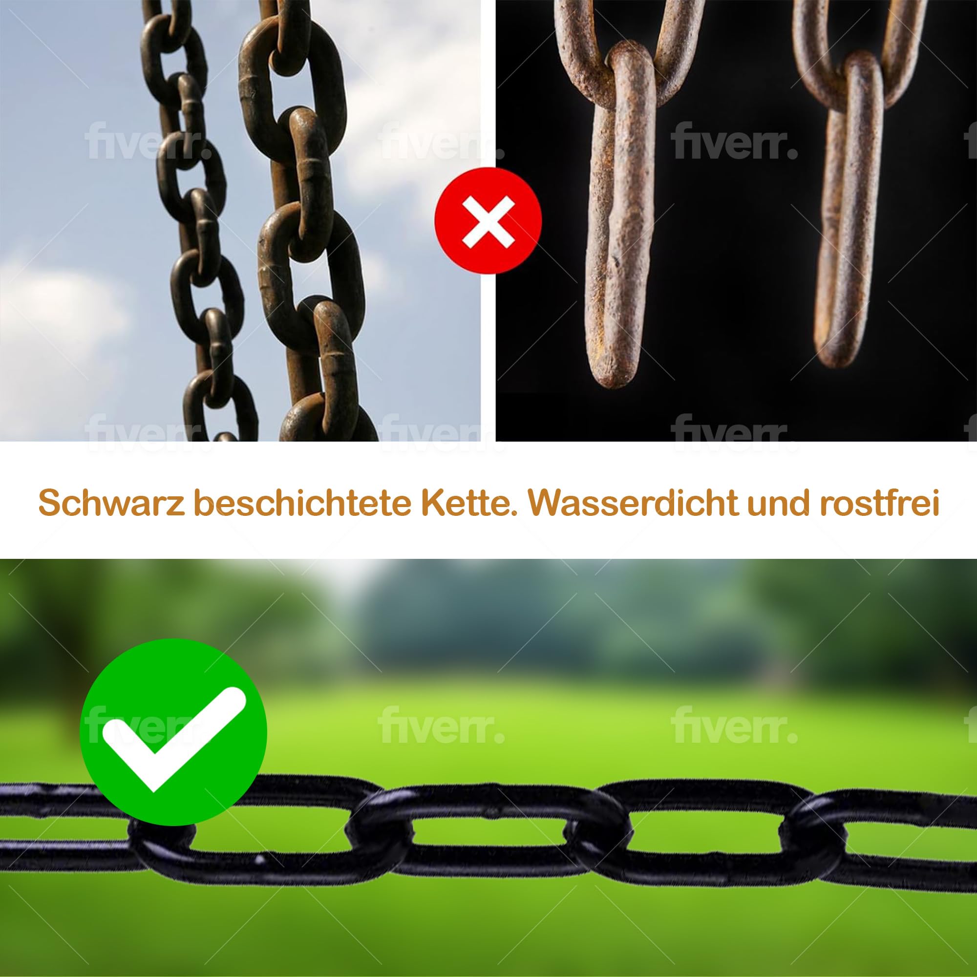 Marwotec 5 Meter Schwarz lackierte Kette 5,0 mm Rundstahlkette Ø 5mm Stahlkette geschweißt - Stahl -Schwarz beschichtet - Ø 5mm Ideal für den Außeneinsatz von Marwotec aus Deutschland